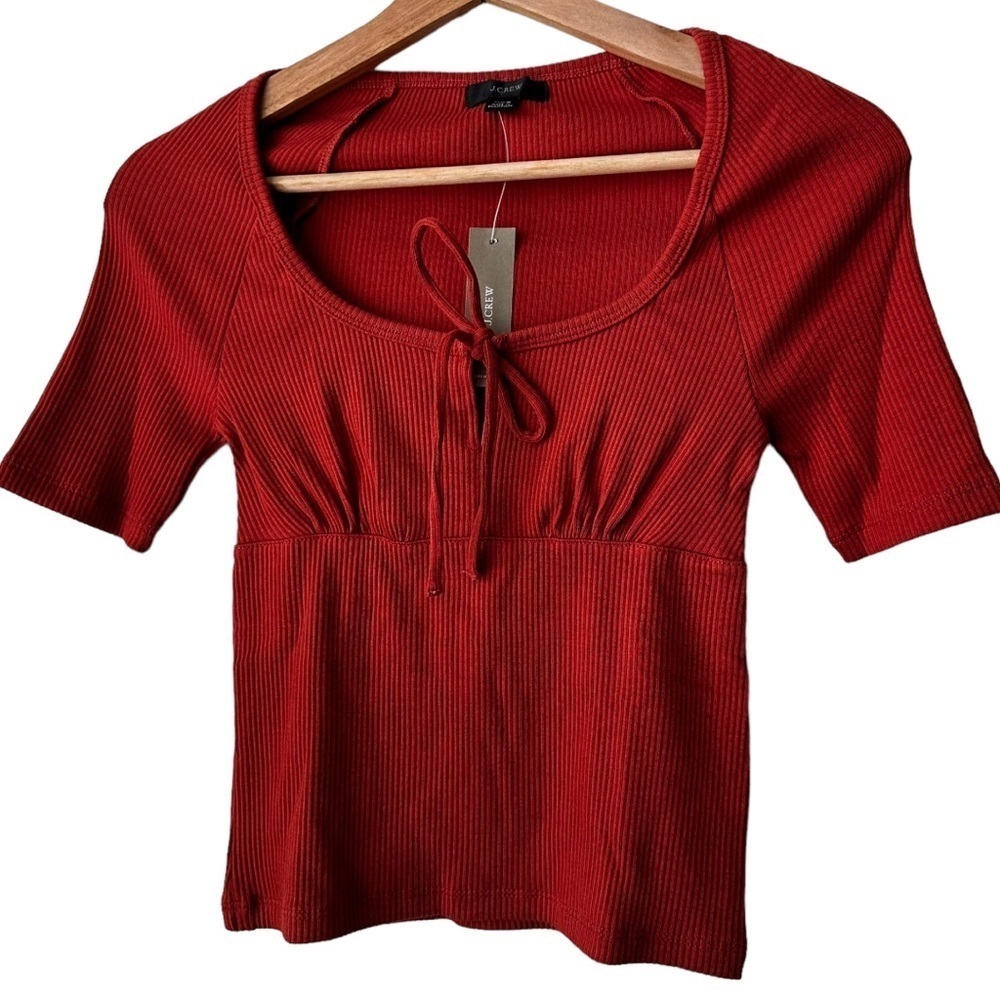 🆕 with tags J.Crew Tie-front vintage rib T-shirt Size:XXS - Picture 6 of 9